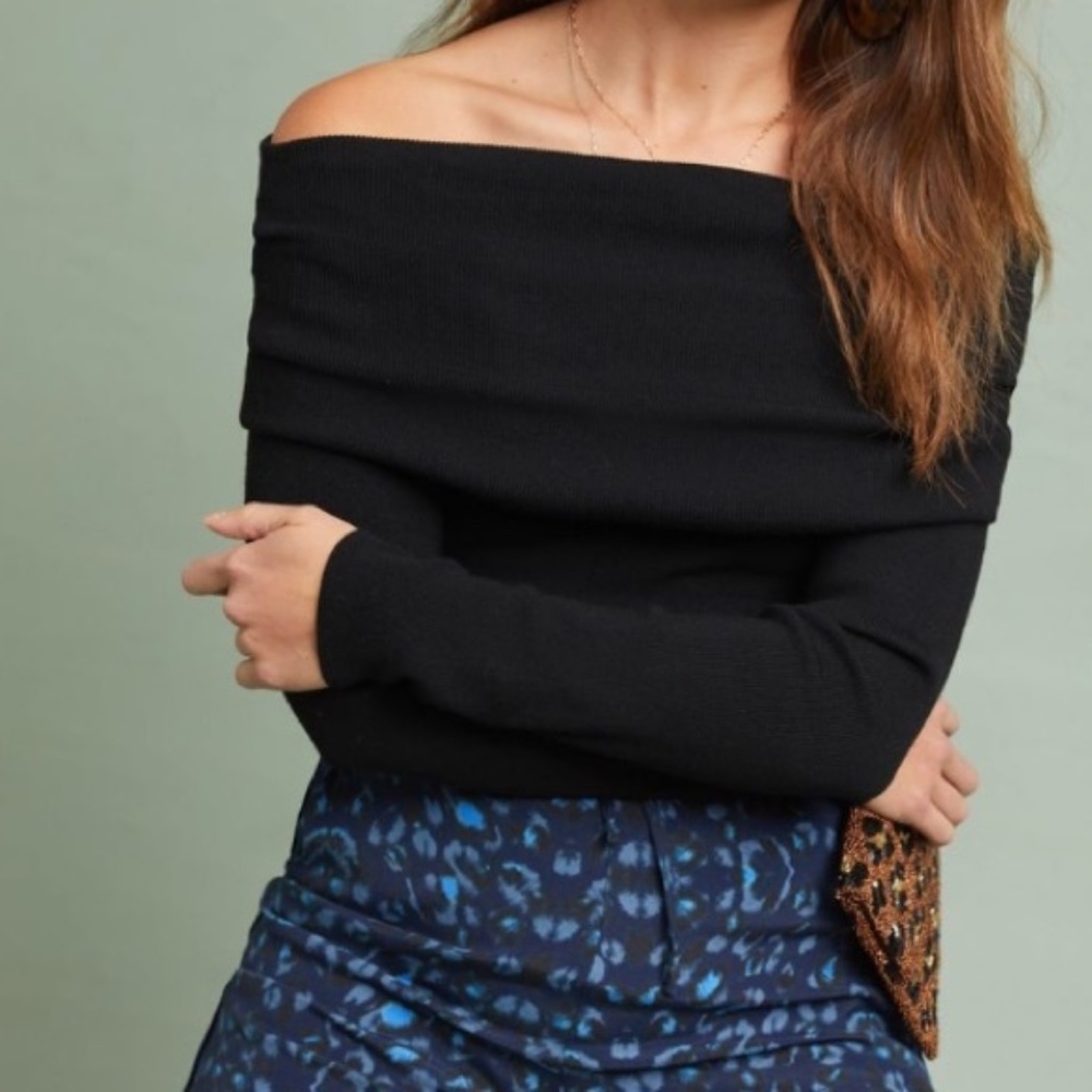 Anthropologie Cecily Off-The-Shoulder Pullover